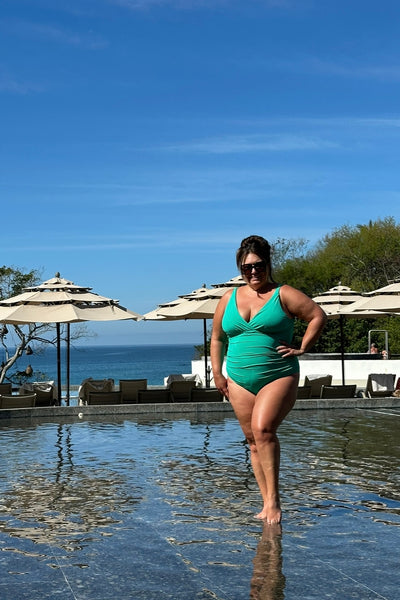 Green and white swimsuit online