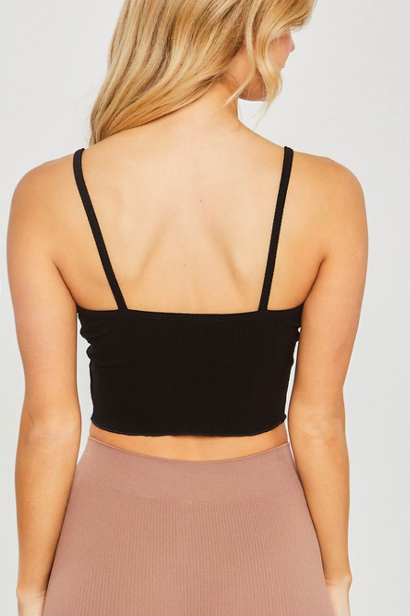 Finely ribbed cropped cami