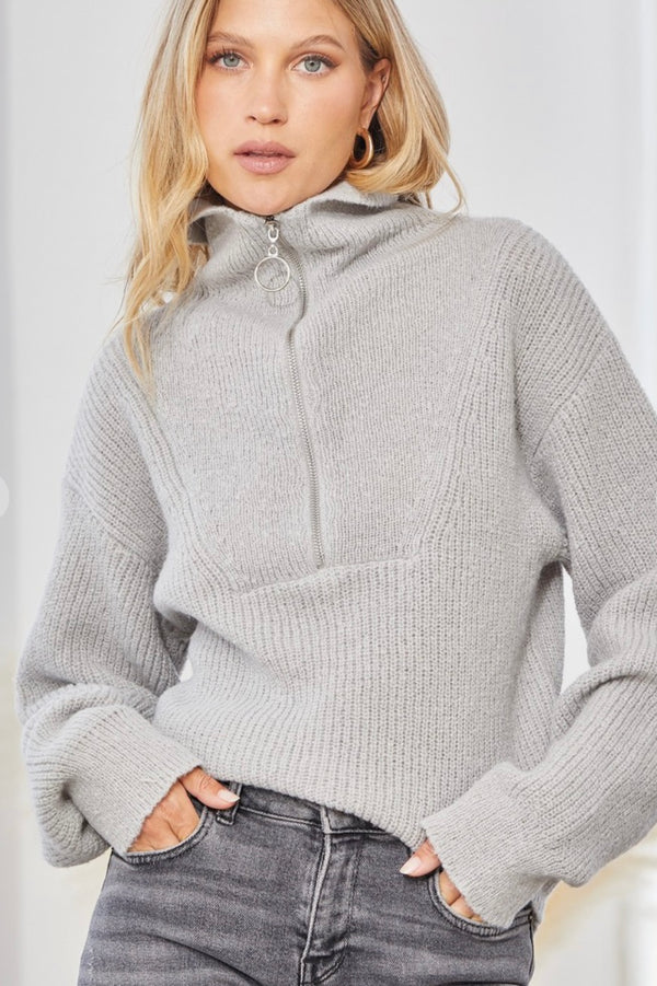 Grey| 1/4 zip| pullover| sweater|