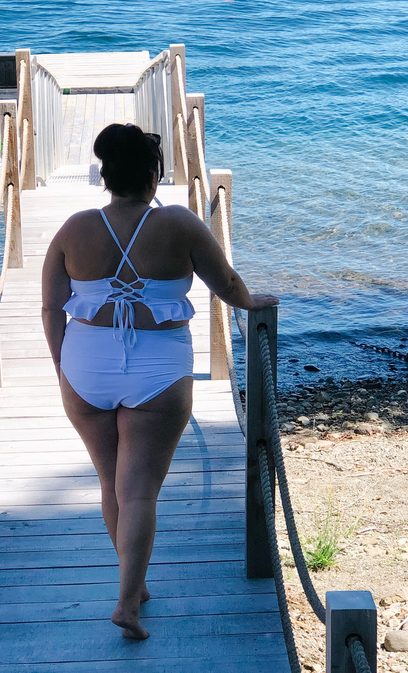 The "Monroe" High Waist Pleated Bikini Bottom in Black