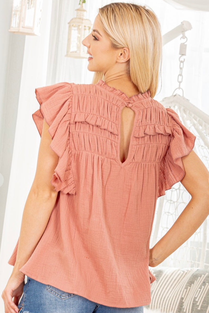 Blush Ruffles Cotton Top