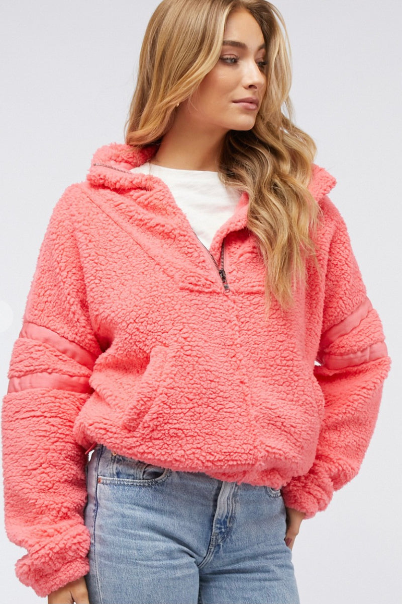 Plus size sherpa sale quarter zip