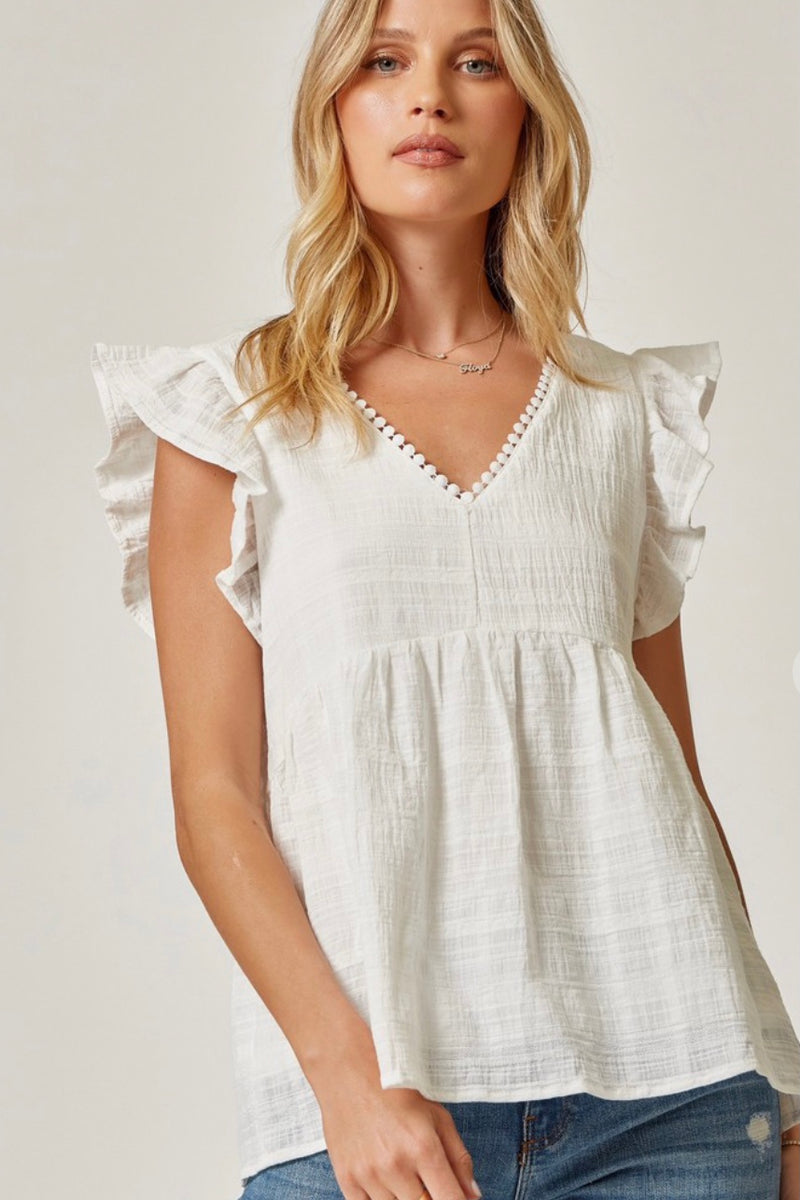 Flutter Sleeve Babydoll Top