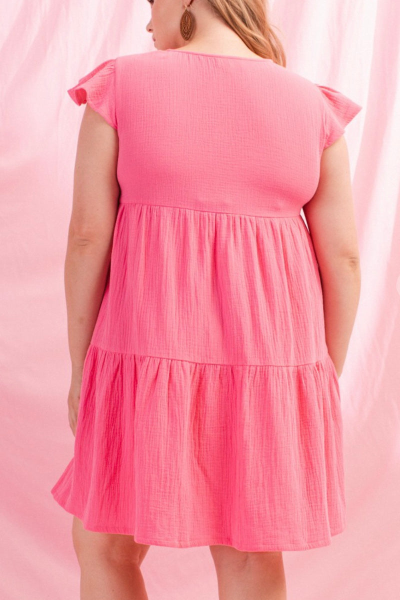 Flutter Cap Sleeve Cotton Dress