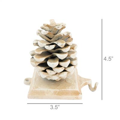 Rustic Cream Cast Iron Pinecone Stocking Holder