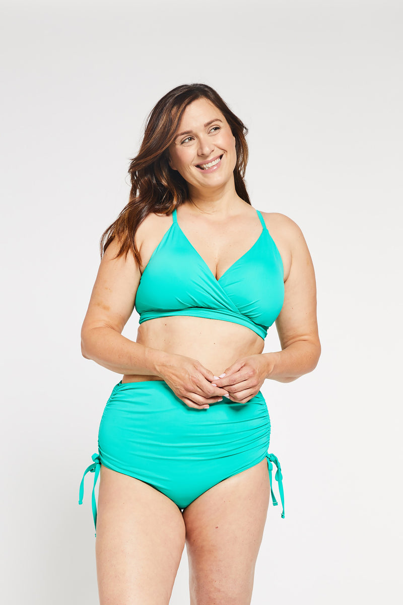 The Charlotte Halter Bikini Top in Aqua