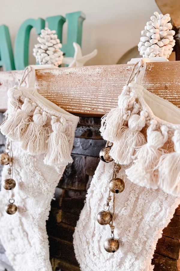 Rustic Cream Cast Iron Pinecone Stocking Holder